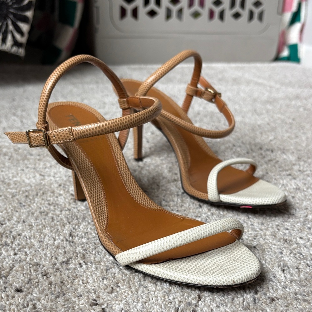 Fendi Tan & White Strappy Heels